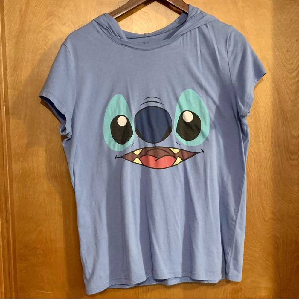 Disney Stitch Face and  Ears hooded Shirt